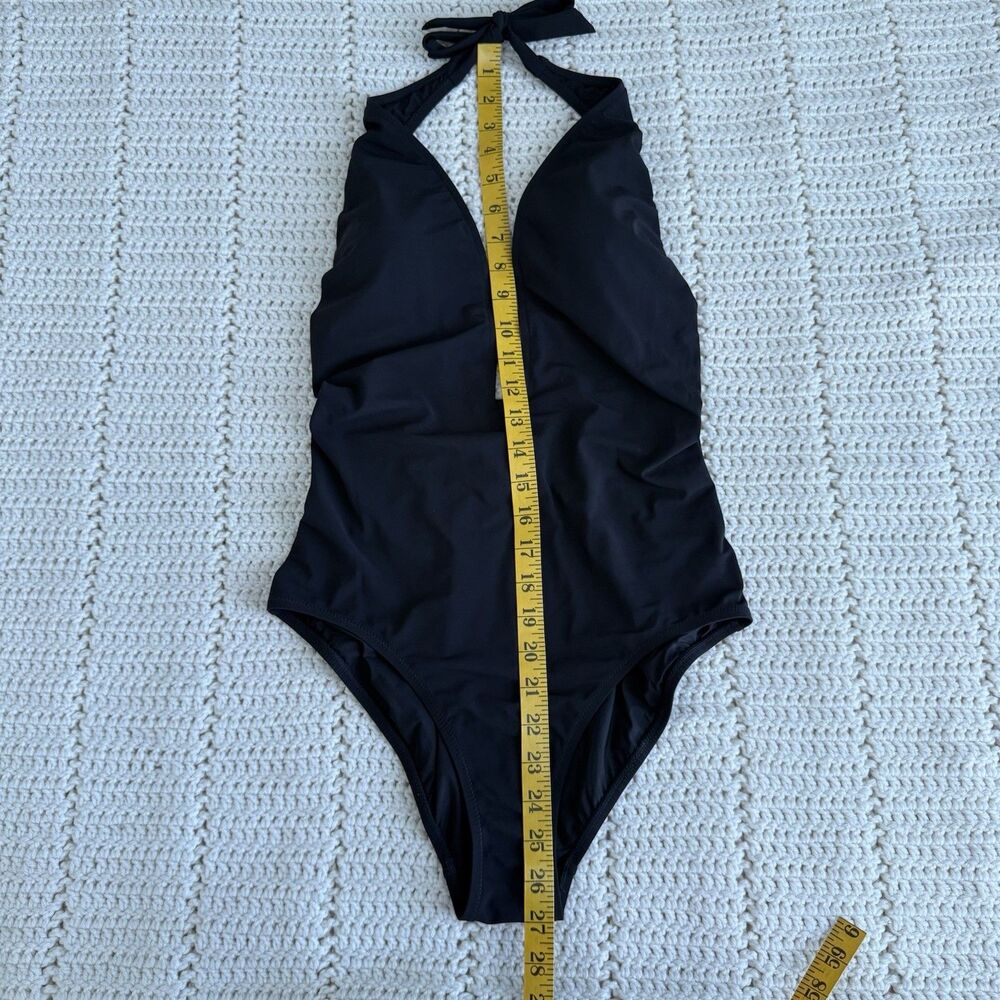 Tory Burch Women’s Size L Gemini Link Black One Piece Swimsuit Plunge Halter - Picture 6 of 12